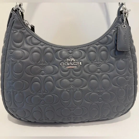 NWT Coach Teri Hobo Bag In Grey Signature Leather - Picture 4 of 16
